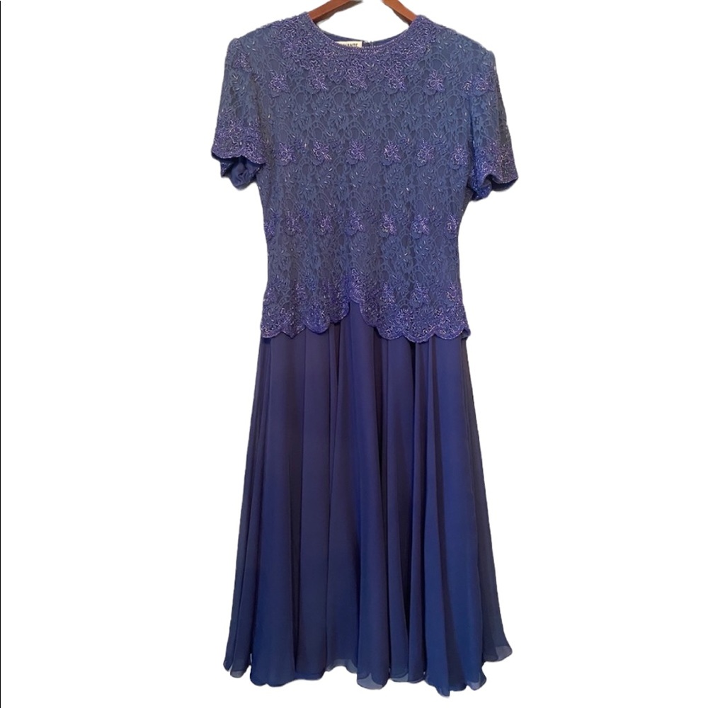 BRILLIANTE by J.A. Periwinkle Beaded Formal Dress